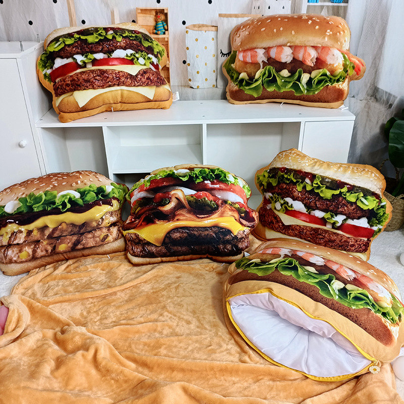 Fire Blanket Kitchen - Lifelike Plush Hamburger Pillow Toy Simulation