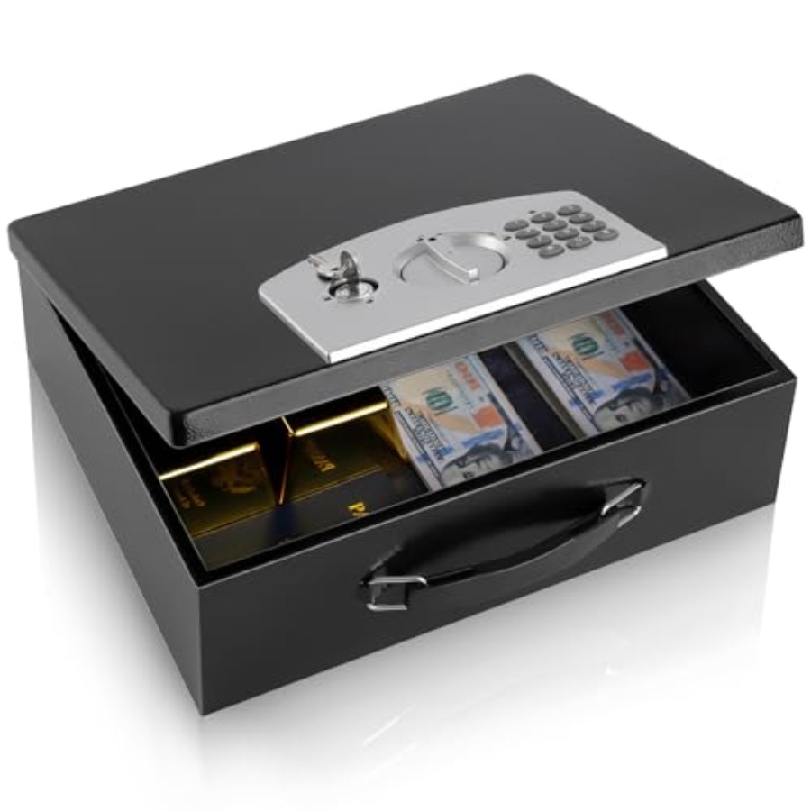 Fire Safe Document - Portable Metal Safe Box with Digital