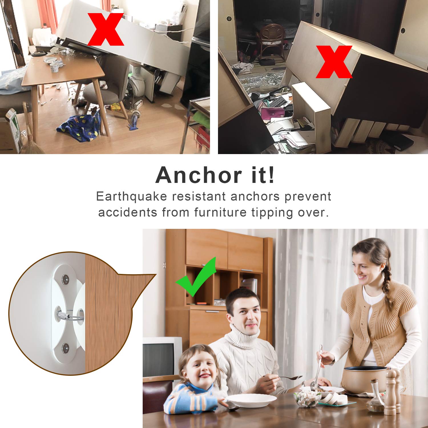 6 Set Furniture Wall Anchors A – Earthquake Anchor Strap Bewertung und Preis